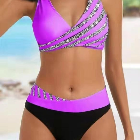 Damen Sportlicher Bikini mit modischem Wickeloberteil R&B