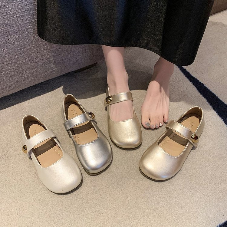 Damen elegante Ballerinas mit dekorativem Schnallenverschluss