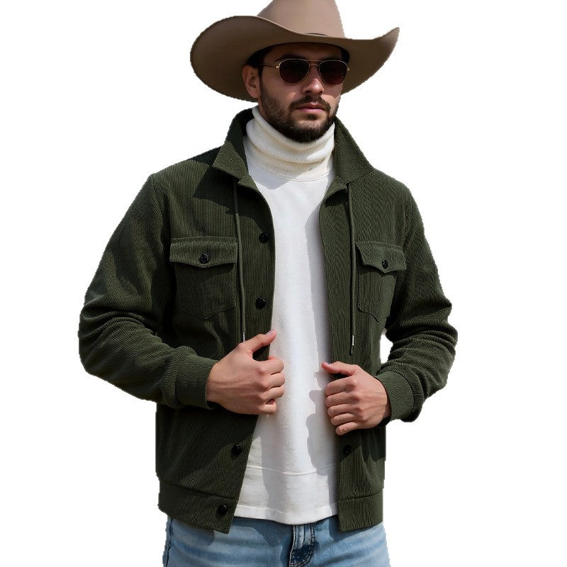 Herren lässige Strickjacke mit praktischen Brusttaschen und modernem Stehkragen R&B