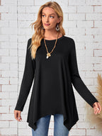 Damen langes Oberteil mit asymmetrischem Saum und lockerem Schnitt R&B