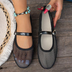 Damen Atmungsaktive Mary Jane Ballerinas mit Netzdesign R&B