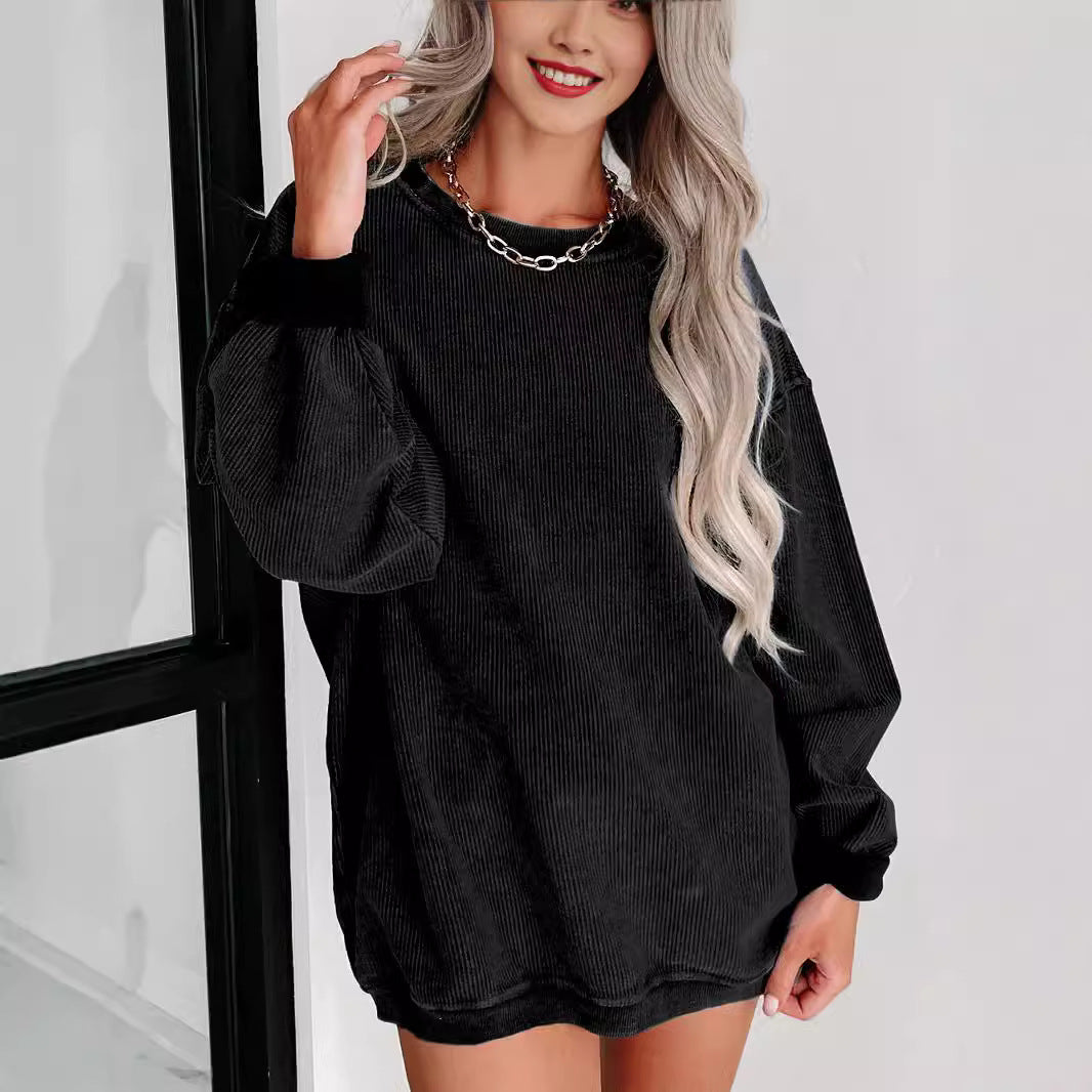 Damen Bequemer Oversized Pullover aus geripptem Material R&B
