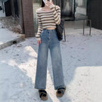 Damen Hochtaillierte weite Jeanshose im modernen Stil mit komfortablem Sitz R&B