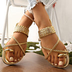 Damen Bequeme Riemchen-Sandalen mit geflochtenem Design R&B