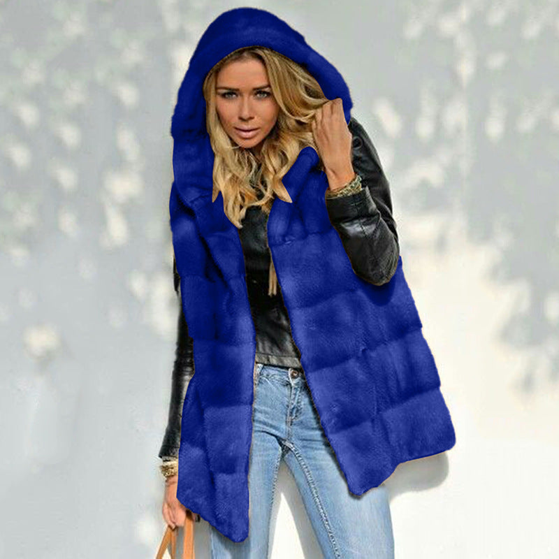 Damen Fleece-Weste mit Kapuze
