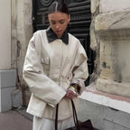 Damen Modische Oversized-Jacke mit elegantem Kragen und praktischen Taschen R&B