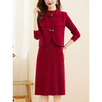 Damen Strickkleid mit kombiniertem Blazer-Design und feiner Rippstruktur R&B