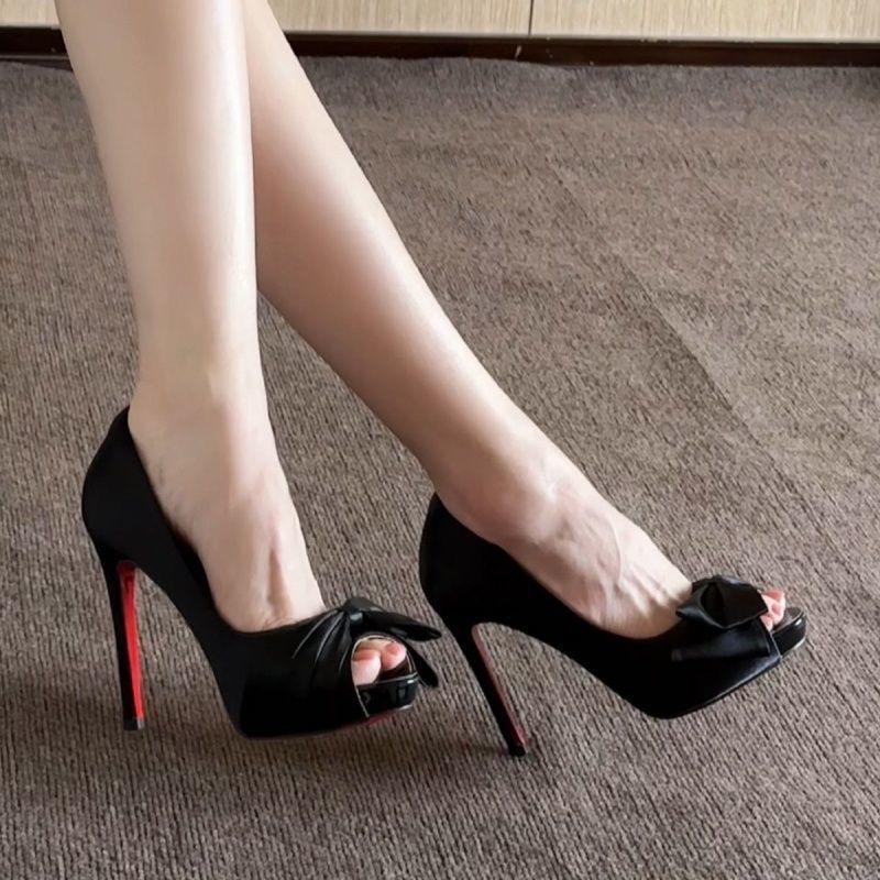 Damen High Heel Peep-Toe Pumps mit elegantem Schleifendetail R&B