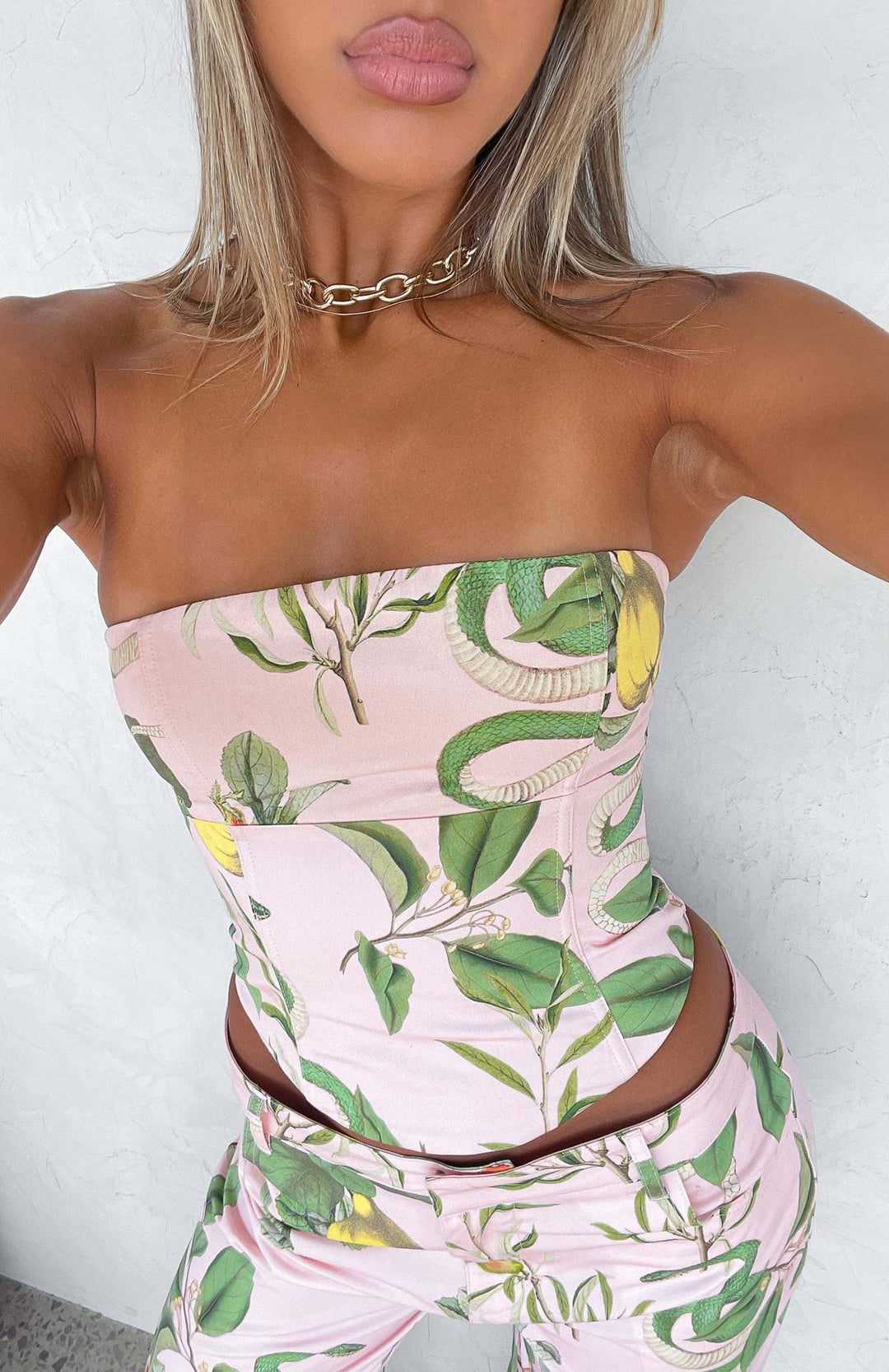 Damen Bustier-Top mit floralem Design und figurbetontem Schnitt R&B