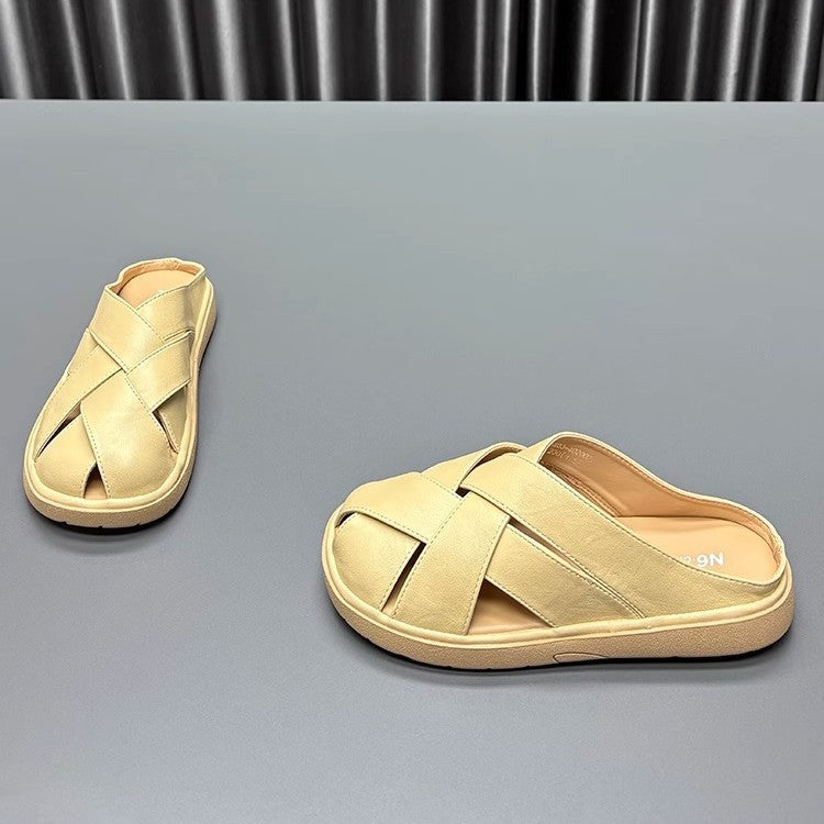 Damen bequeme Slipper mit elegantem Kreuzdesign und rutschfester Sohle R&B