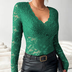 Damen Spitze Langarmoberteil R&B