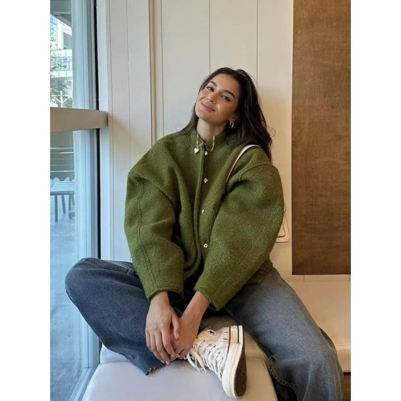 Damen coole Oversize-Jacke aus weichem Wollmix R&B