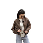 Damen Modische Kurzjacke mit voluminösen Ärmeln und lässigem Schnitt R&B
