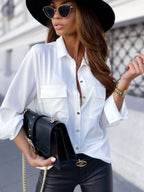 Damen Elegante Bluse mit praktischen Brusttaschen und klassischem Kragen R&B