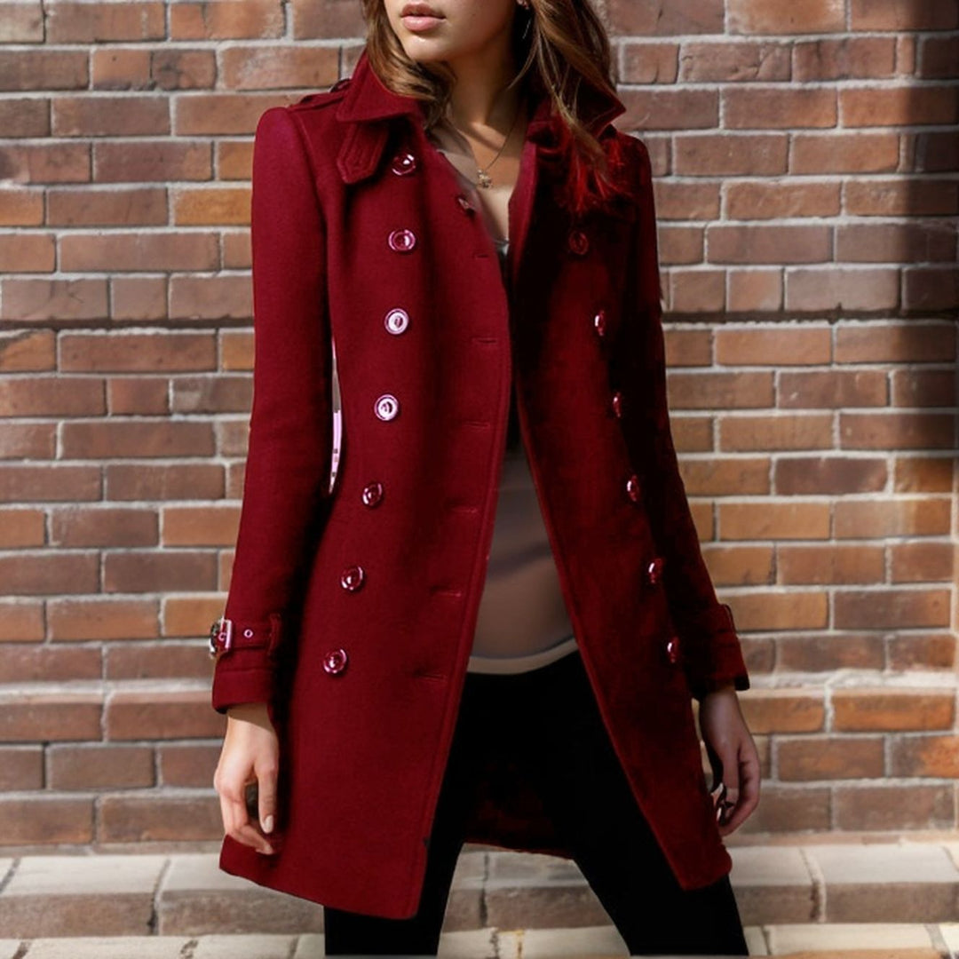 Damen stylischer Wollmantel mit doppelter Knopfleiste R&B