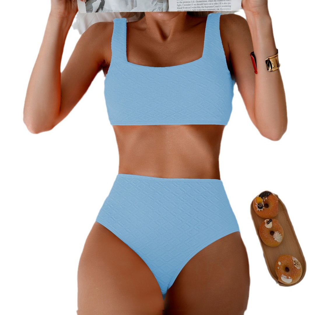 Damen Hochtailliertes Bikini-Set mit strukturiertem Oberteil R&B