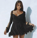 R&B | Langärmeliges Neckholder-Kleid aus Mesh