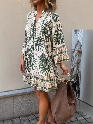 Damen Sommerkleid mit voluminösen Ärmeln und floralem Muster Heidi-Mode