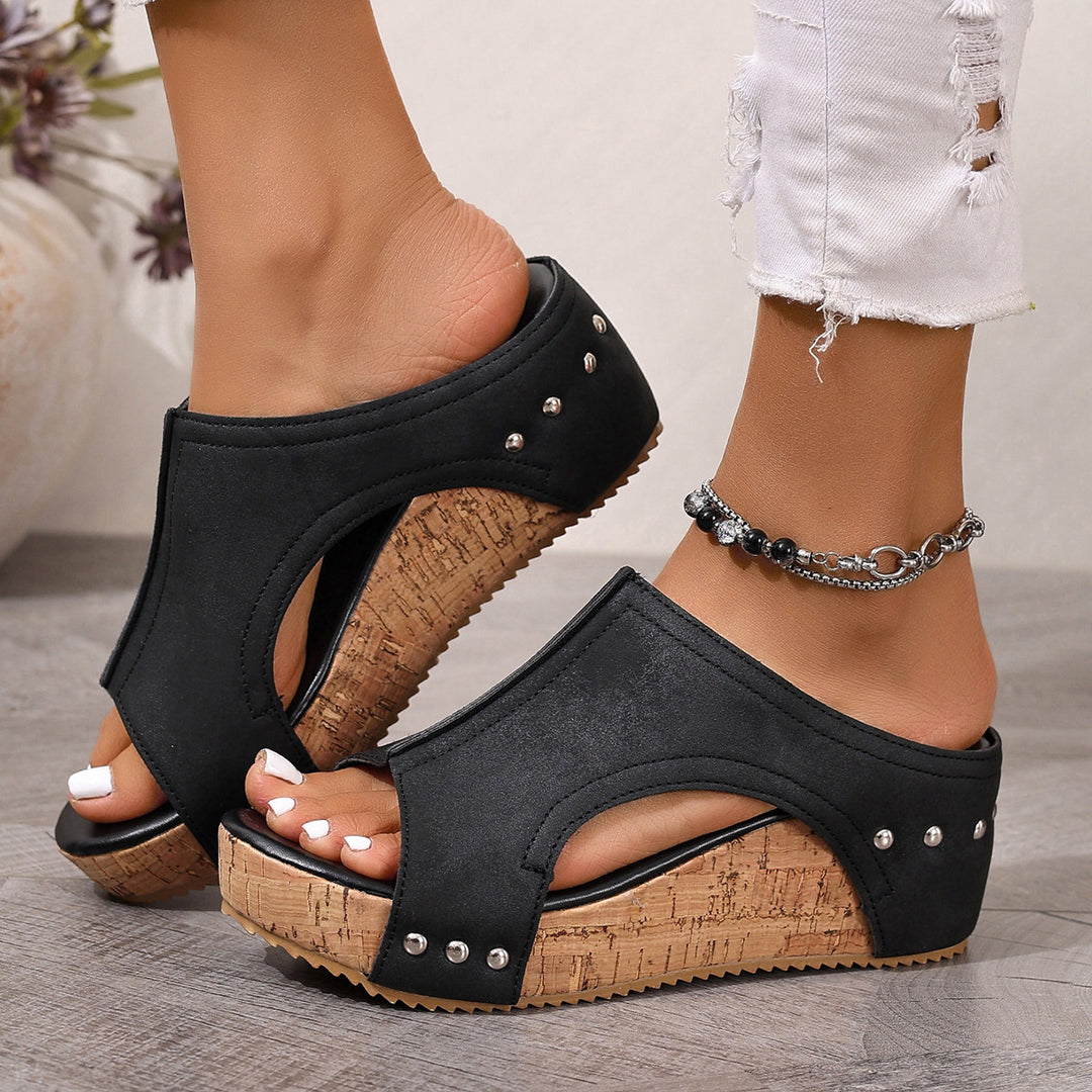 Damen komfortable Sandaletten mit offener Zehenpartie und eleganter Korksohle R&B
