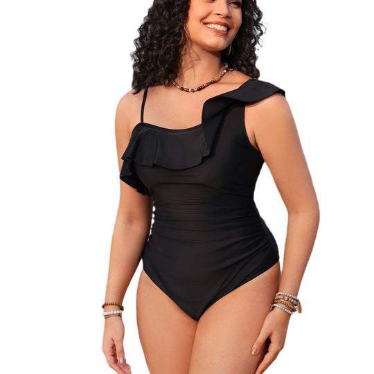 Damen Einteiliger Badeanzug mit verspieltem Rüschen-Detail R&B