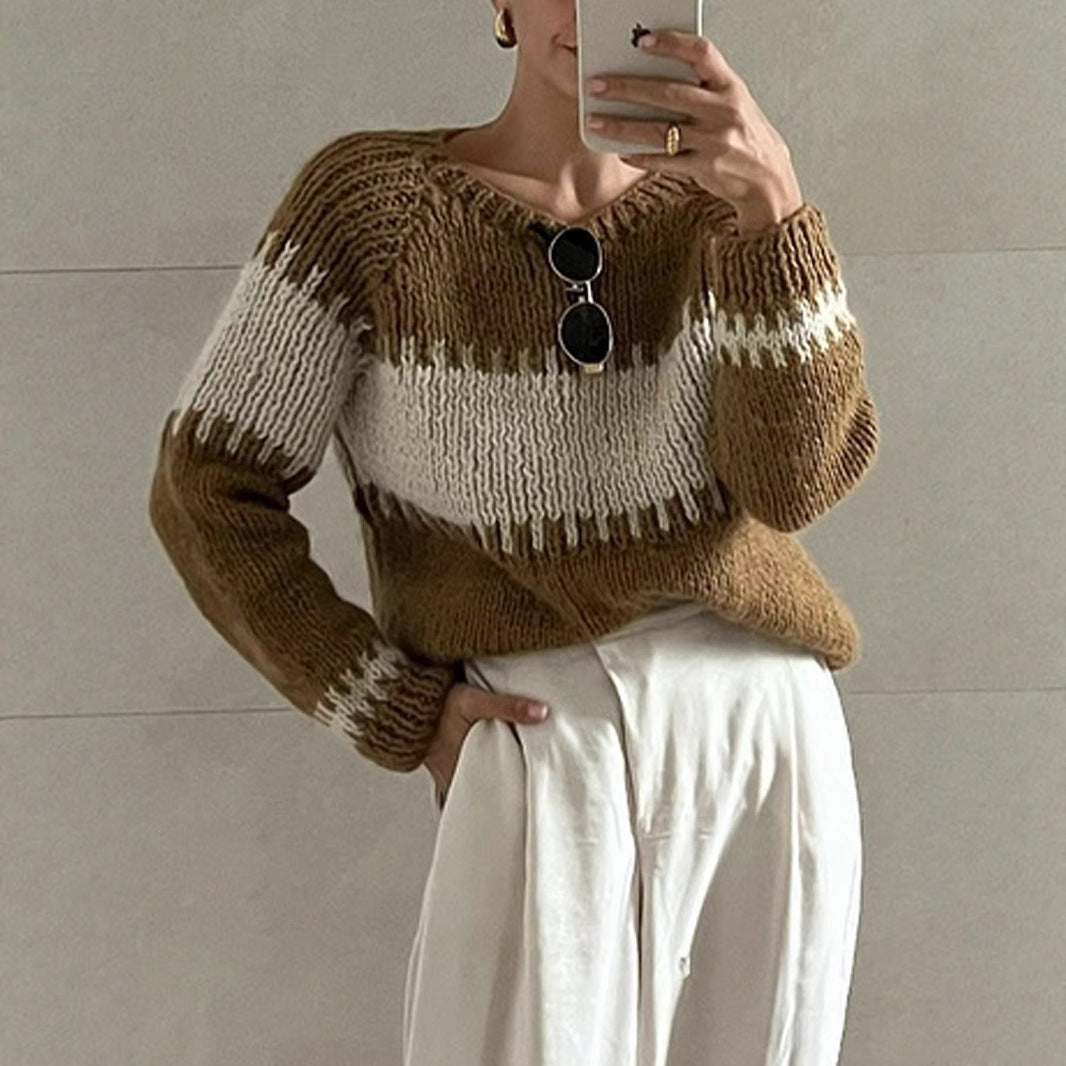 Damen gestrickter Oversized Pullover R&B