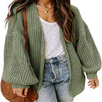 Damen Oversized Strickpullover mit Ballonärmeln und Strukturdesign R&B