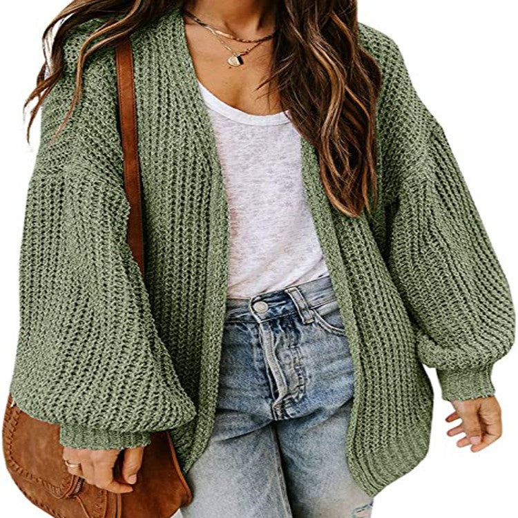 Damen Oversized Strickpullover mit Ballonärmeln und Strukturdesign R&B