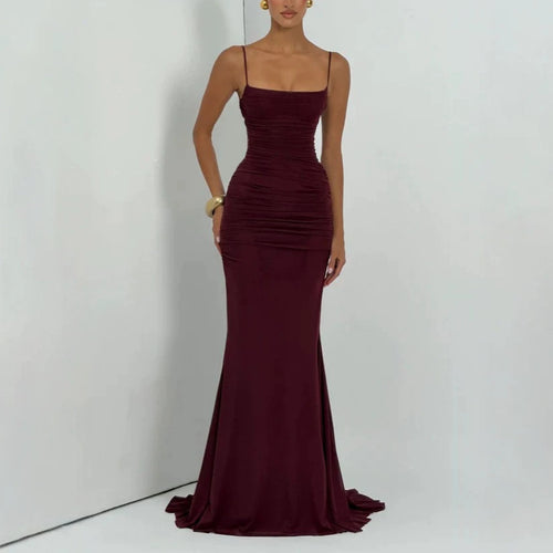 Damen Elegantes Tailliertes Maxikleid mit Raffungen R&B