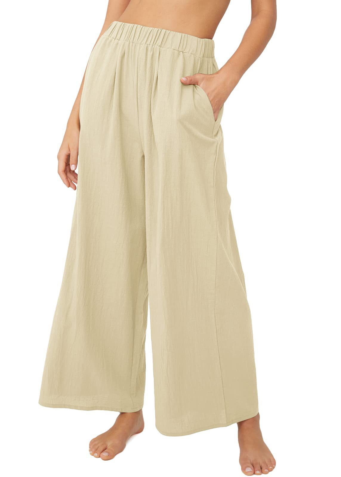 Damen Weite Palazzo-Hose mit elastischem Bund und seitlichen Taschen R&B