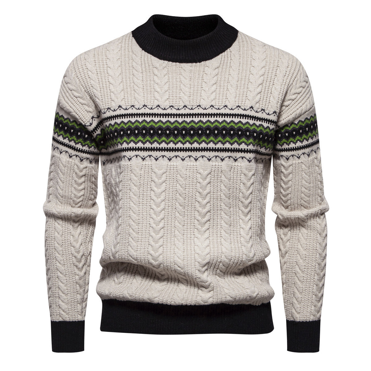 Herren Strickpullover mit innovativem Zopfmuster und stilvollen Akzenten