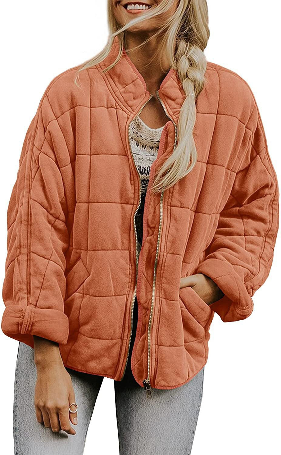 Damen gesteppte Kapuzenjacke mit Reißverschluss und Taschen R&B