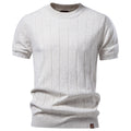 Herren nan leichter Kurzarm-Strickpullover mit feiner Rippenstruktur und Rundhalsausschnitt R&B