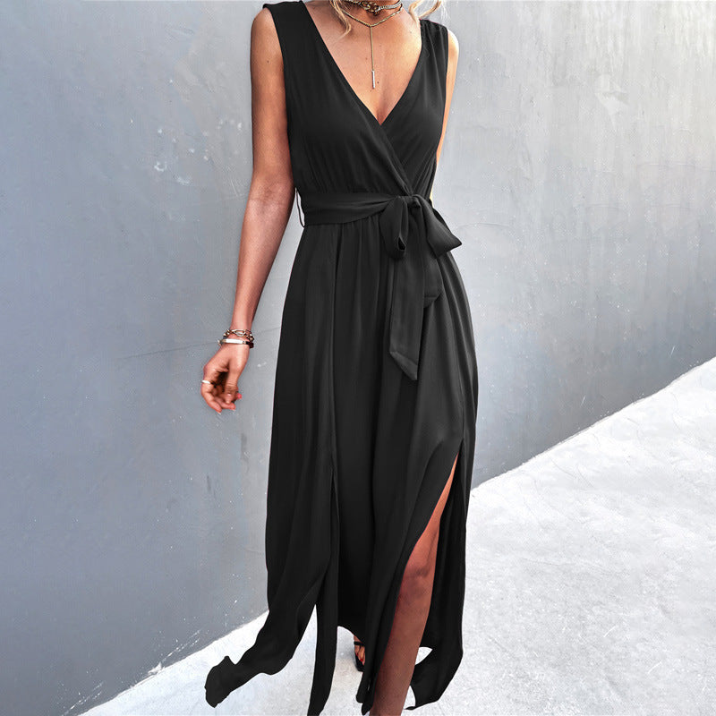 Damen Wickelkleid mit eleganter Schärpe und hohem Schlitz R&B