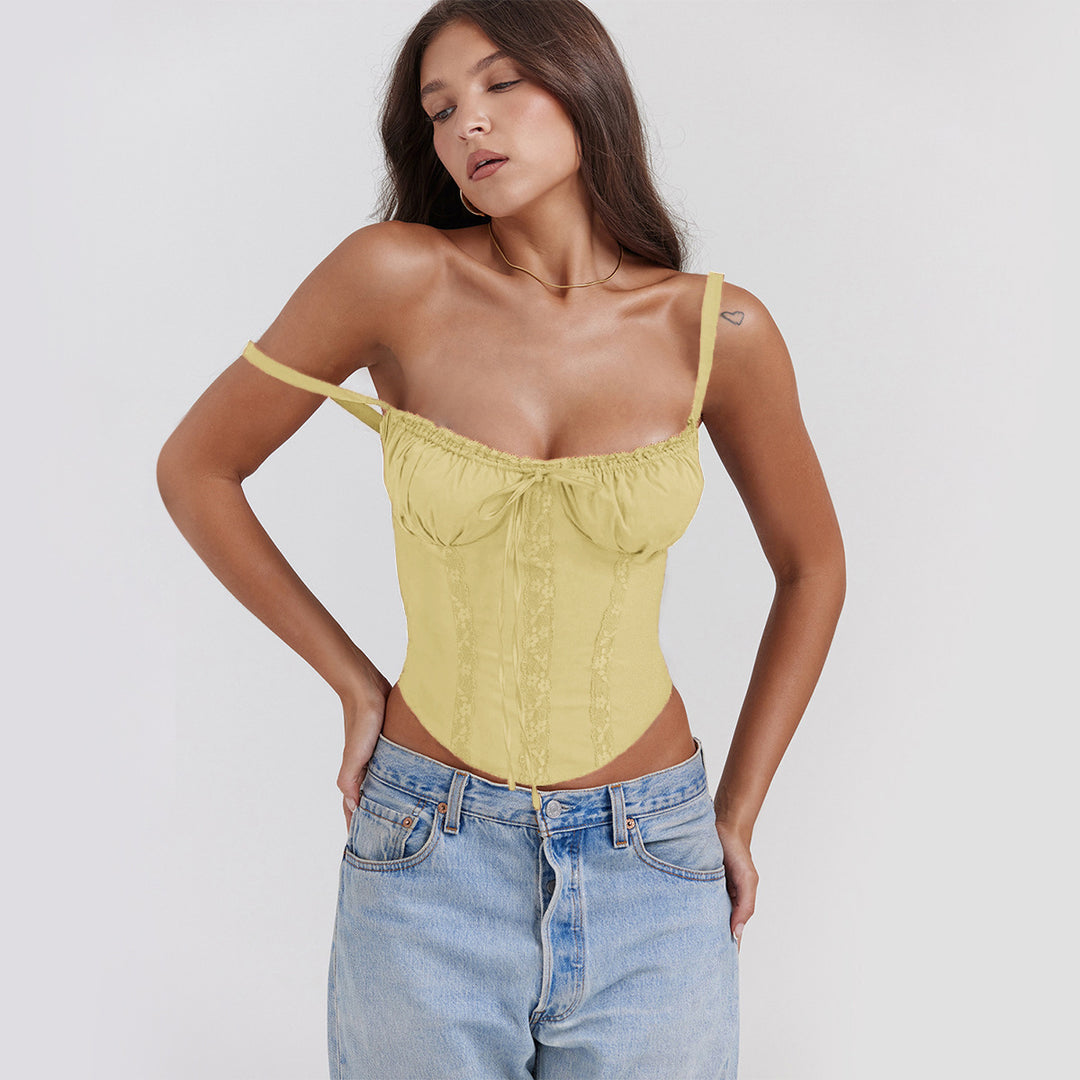 Damen Corsagenoberteil mit Rüschendetails und verstellbaren Trägern R&B