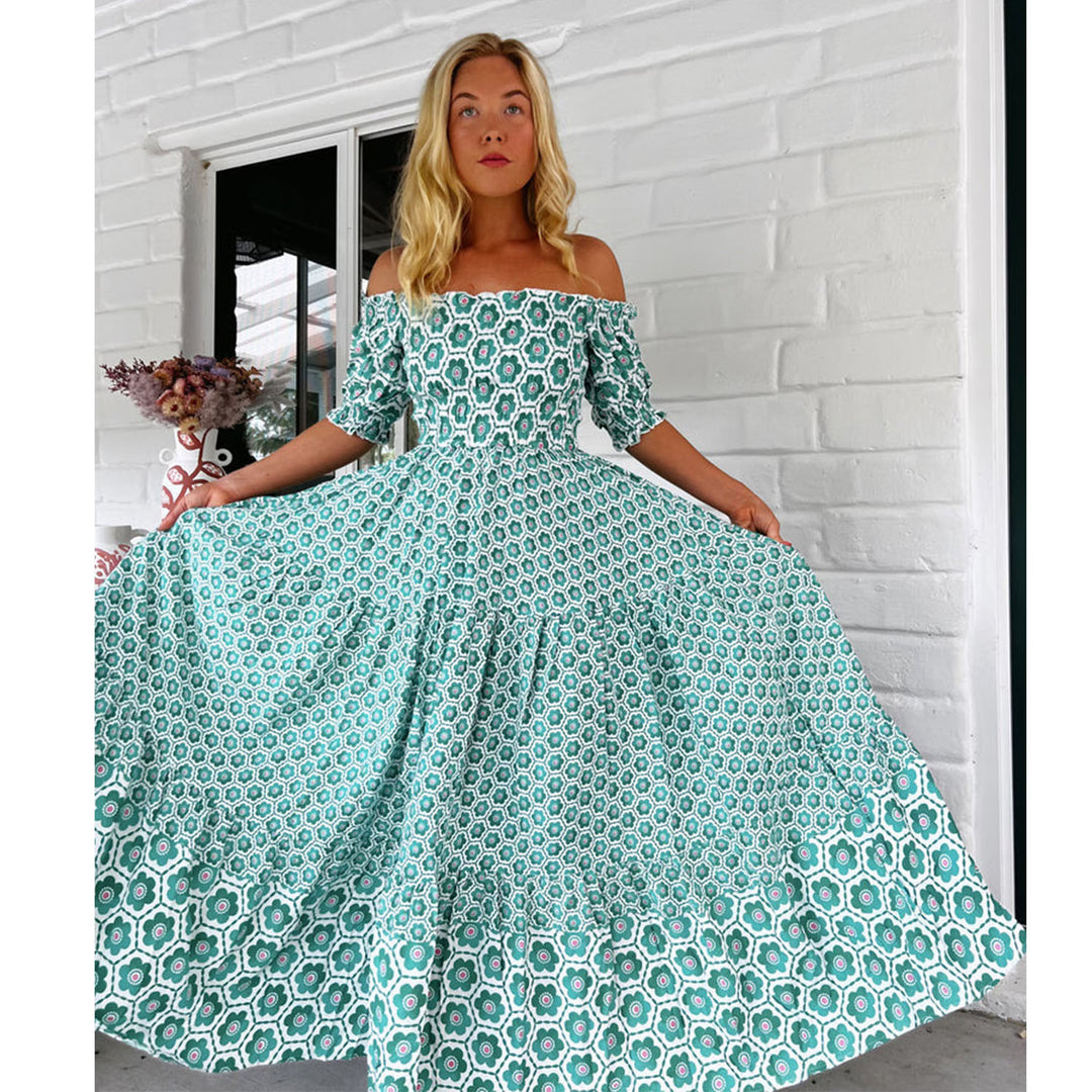 Damen Maxikleid mit charmanten Rüschendetails R&B