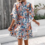 Damen Wickelkleid mit Rüschendetails und floralem Muster R&B
