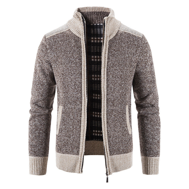 Herren Strickjacke mit modernem Stehkragen und strukturiertem Design R&B