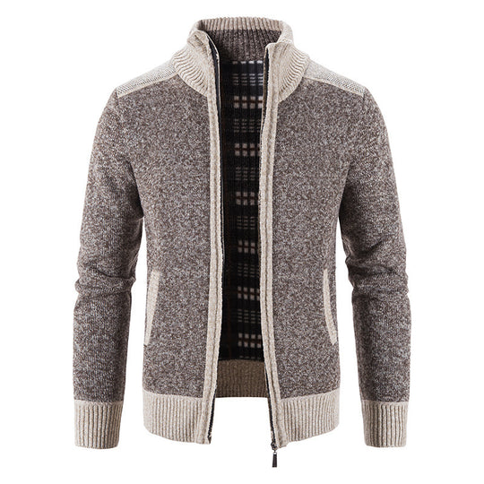 Herren Strickjacke mit modernem Stehkragen und strukturiertem Design R&B