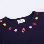 Mädchen Freizeitkleid mit buntem Einhorn-Design und floralen Applikationen R&B