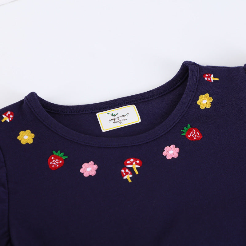 Mädchen Freizeitkleid mit buntem Einhorn-Design und floralen Applikationen R&B