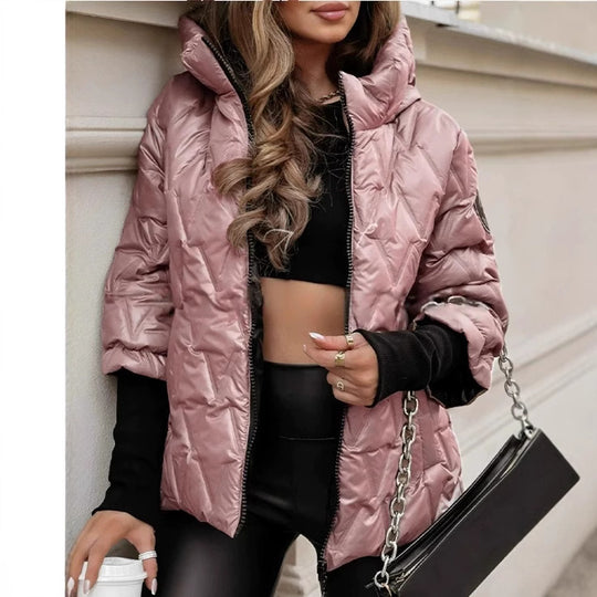 Damen Steppjacke mit hochabschließendem Kragen und breitem Ärmel R&B