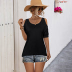 Damen Off-Shoulder Oberteil mit modernen Cut-Out-Details und lässigem Schnitt R&B