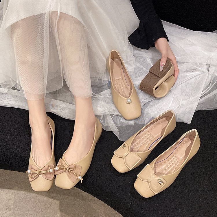 Damen elegante Ballerinas mit perlmuttfarbenem Akzent R&B
