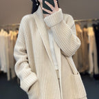 Damen Gemütlicher Strickcardigan mit tiefen Taschen R&B