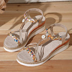 Damen Wedge-Sandaletten mit floralen Verzierungen und komfortablem Fußbett R&B