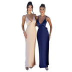 Damen Maxikleid mit elegantem V-Ausschnitt und feinen Spaghettiträgern R&B