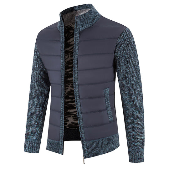 Herren gesteppte Jacke mit modischem Strickarm R&B