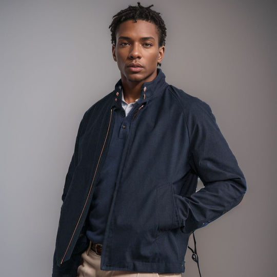 Herren lässige Übergangsjacke mit Stehkragen und praktischen Taschen R&B