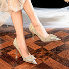 Damen Glamouröse High Heels mit funkelndem Strassdetail und raffinierter Schleifenverzierung R&B