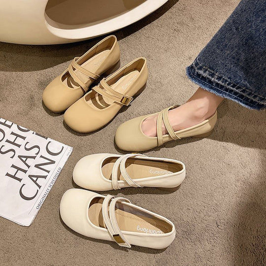 Damen Ballerinas mit verstellbarem Riemen und Komfortsohle R&B